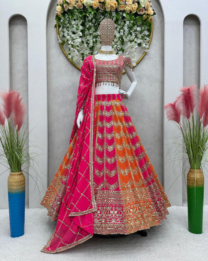 Pink and orange lehenga