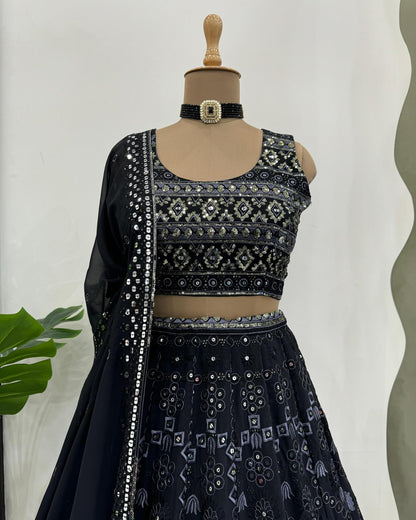 Black lehenga with embroidery